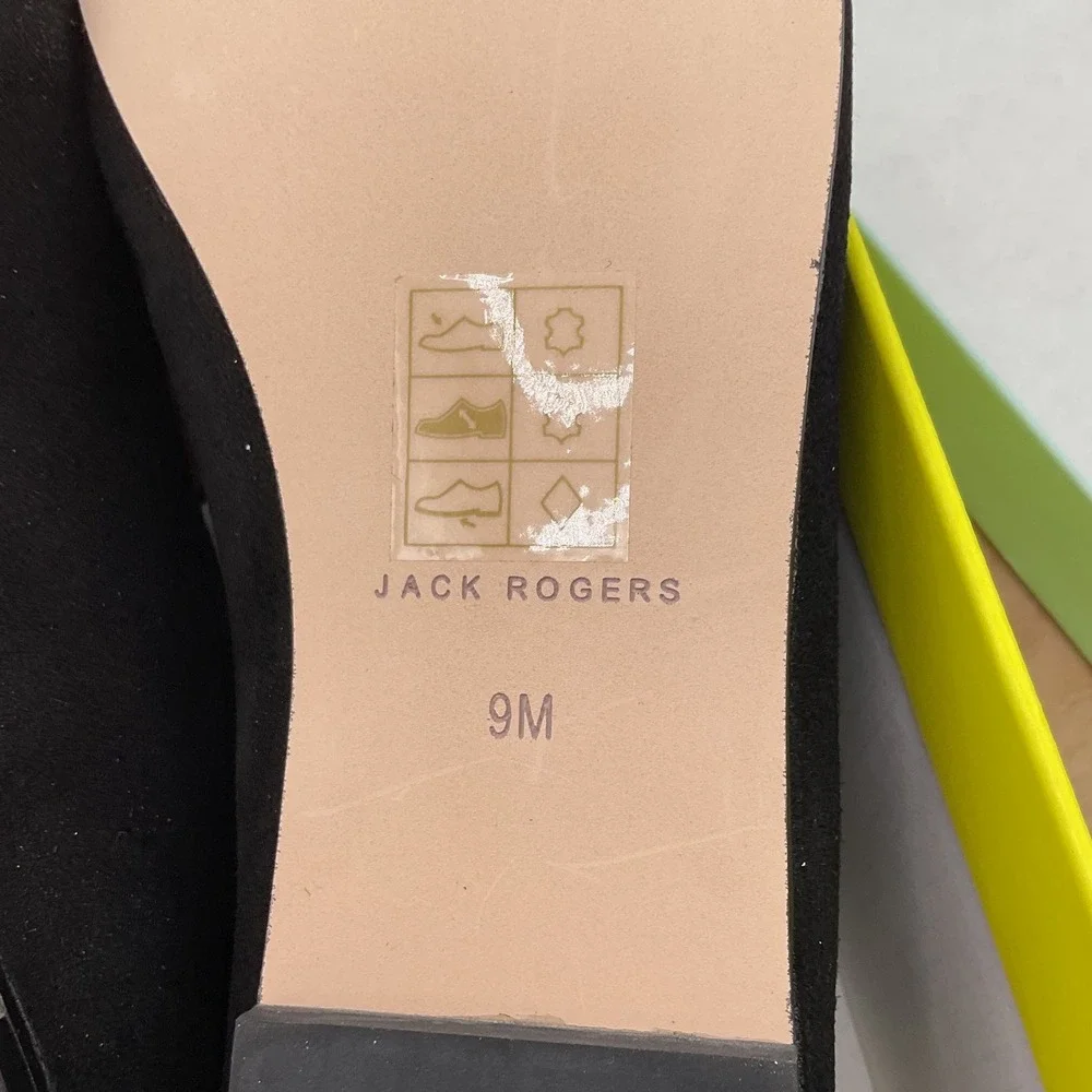 Jack Rogers Camden Loafer Black Suede Whipstitch Flats Shoes 9M New